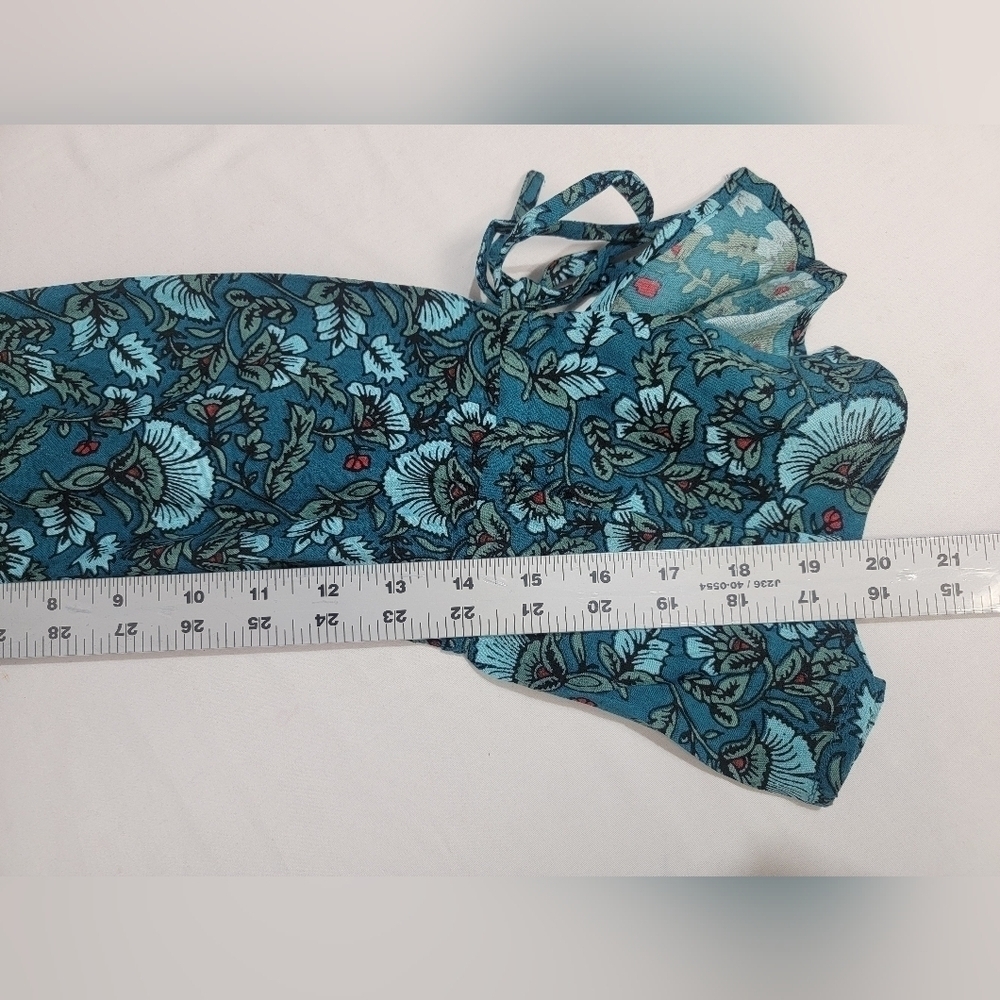 Band Of The Free Jewel Teal Floral Maxi Long Sleeve HiLow Wrap Dress Size Small - Picture 9 of 12